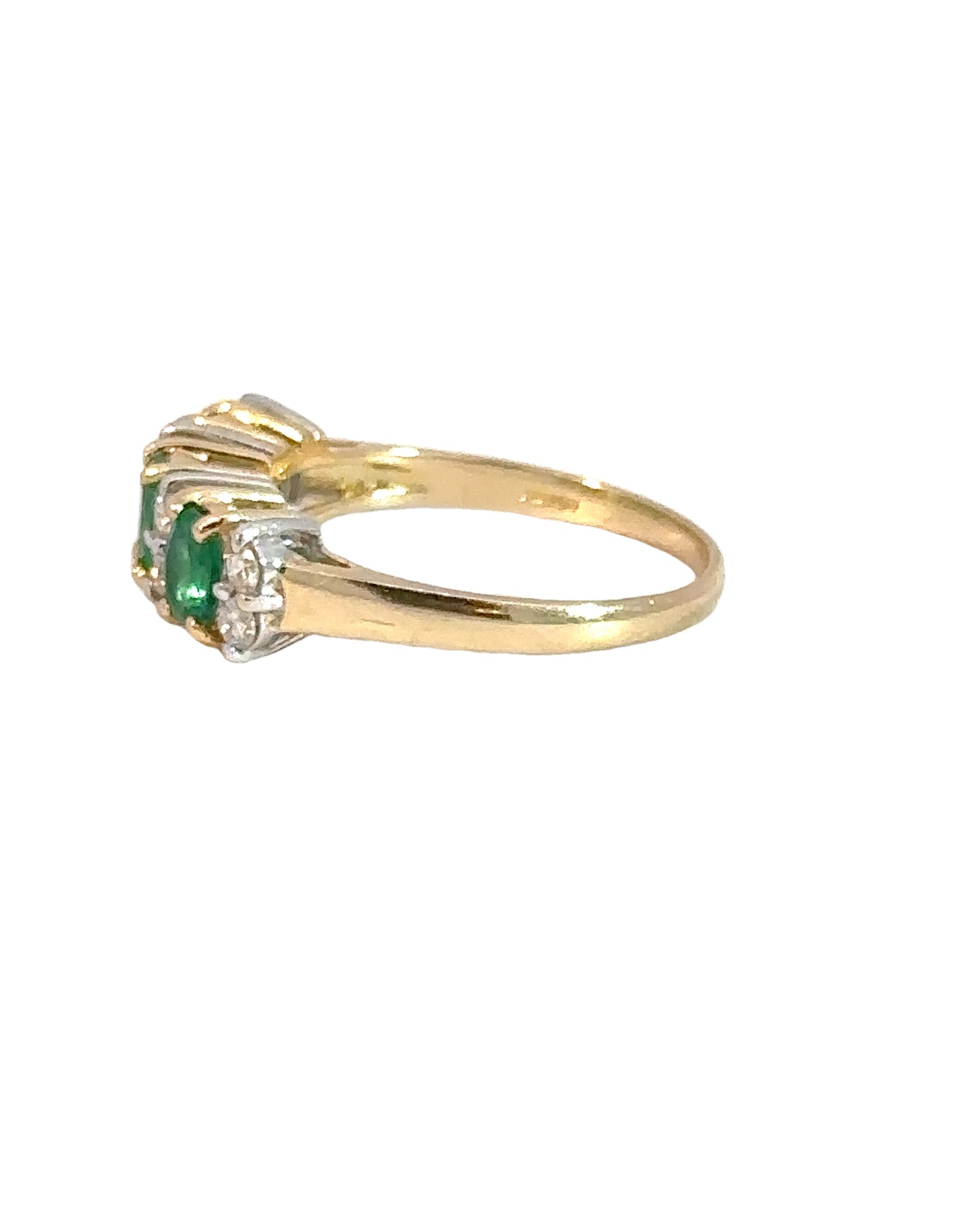 Vintage 14k Yellow Gold Emerald and Diamond Ring