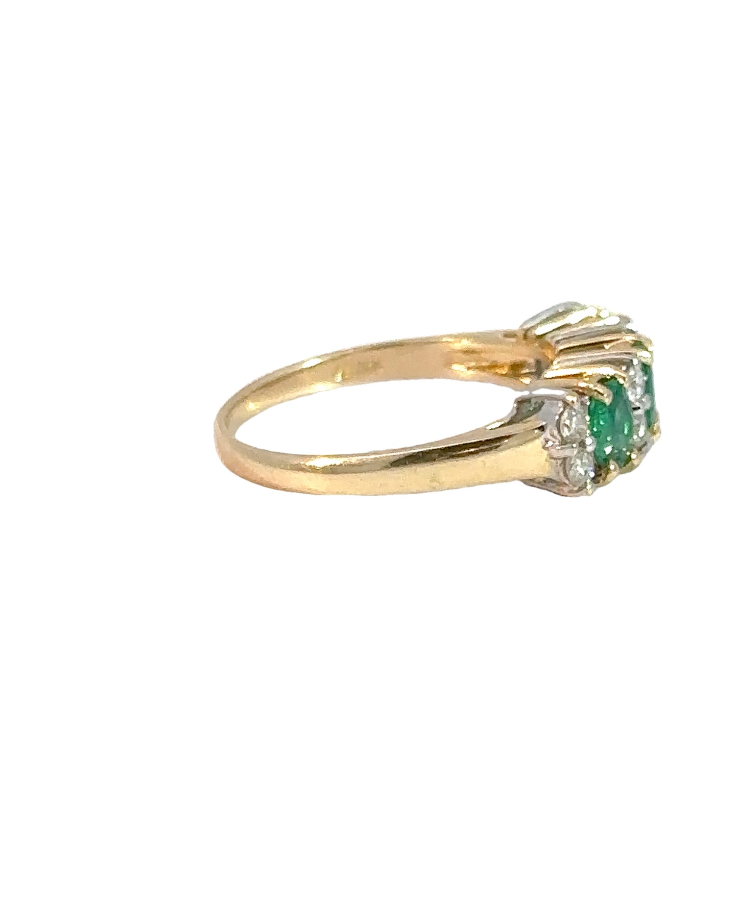 Vintage 14k Yellow Gold Emerald and Diamond Ring