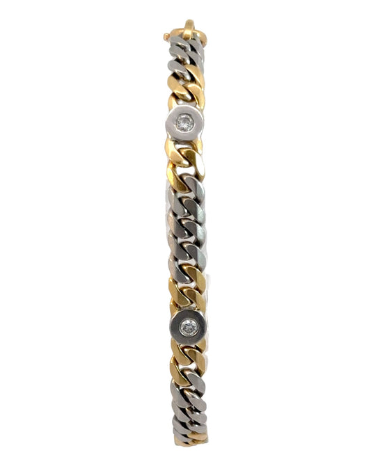 Vintage Platinum and 18k Yellow Gold Diamond Curb Bracelet