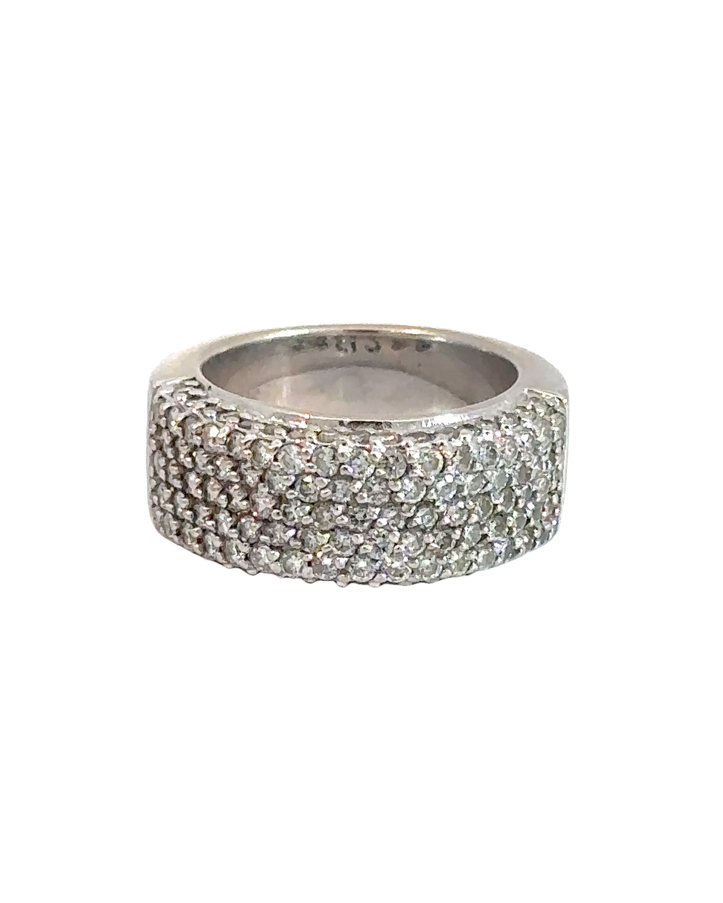 Estate Sonja B. Designs 18k White Gold Pave Diamond Ring