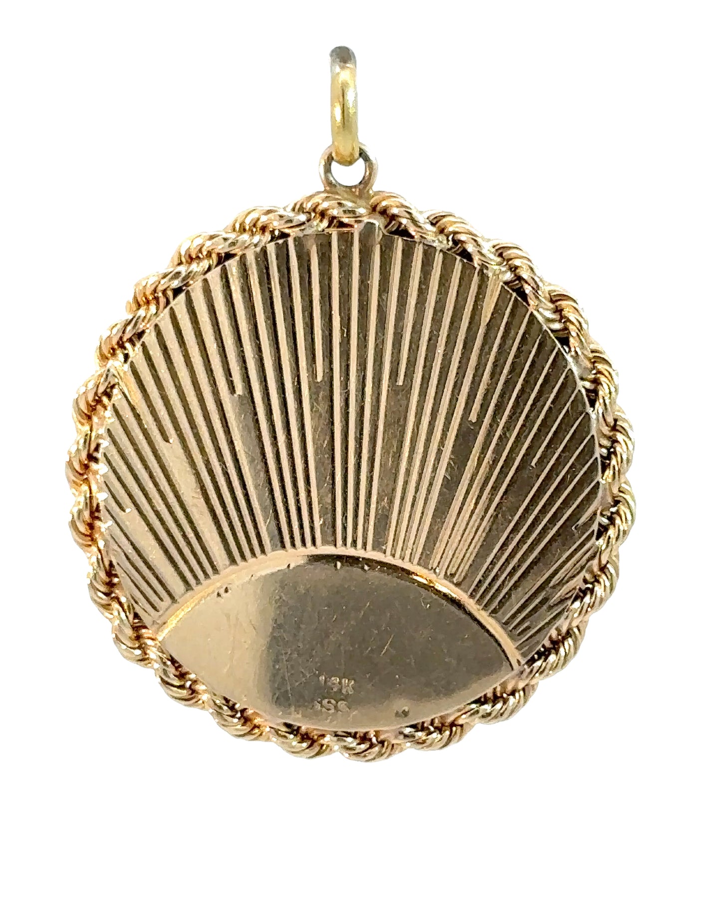 Vintage 14k Yellow Gold Engine Turned Sunrise Locket