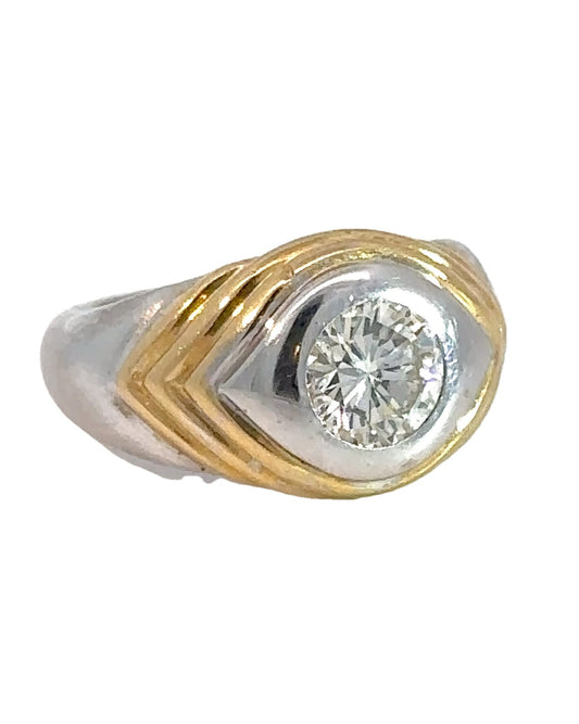 1980s Bvlgari 18k Two Tone Gold Diamond Ring