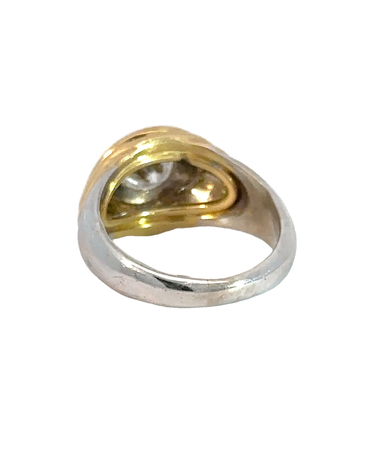 1980s Bvlgari 18k Two Tone Gold Diamond Ring