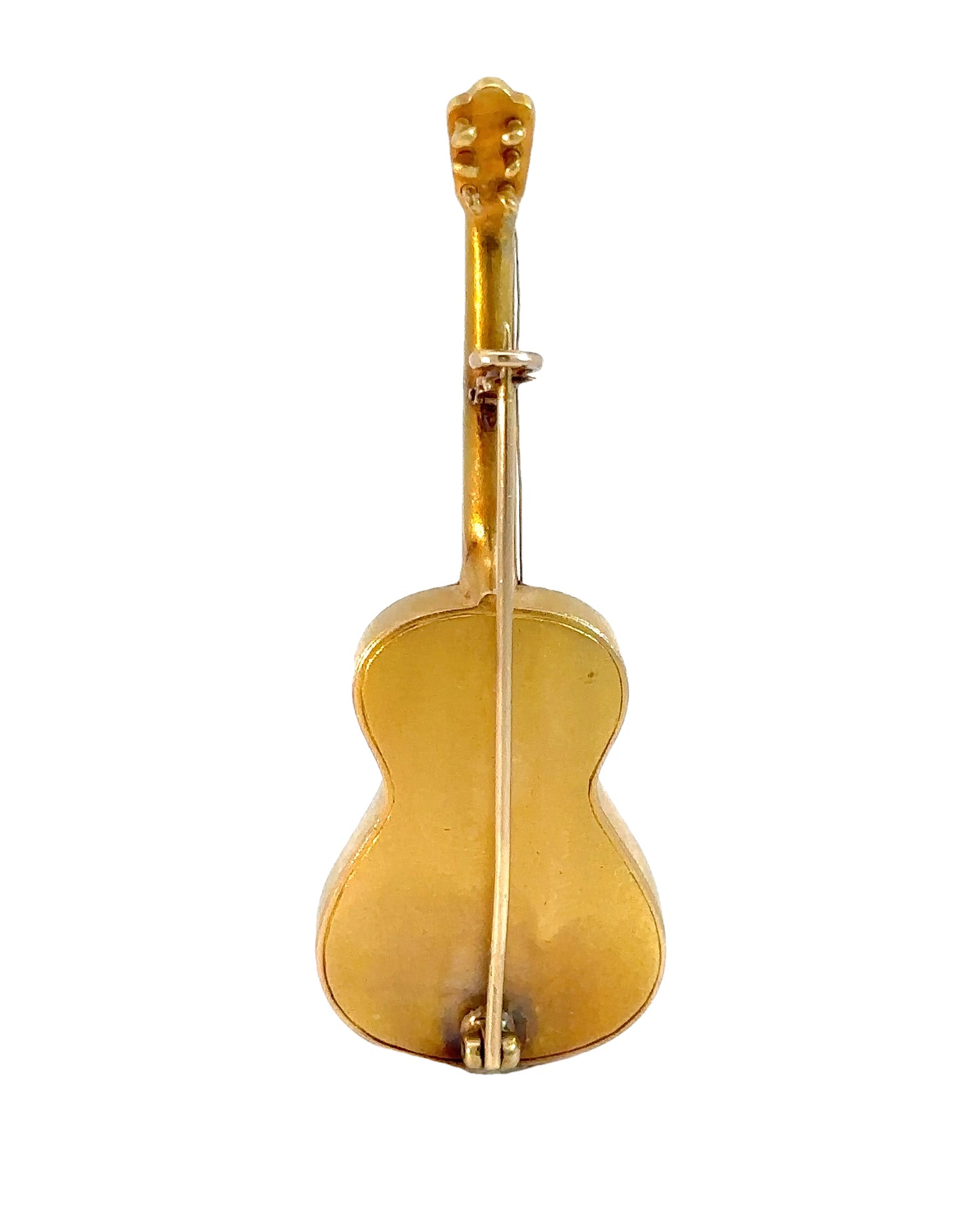 Victorian Classical Guitar 18k Gold and Diamond Brooch