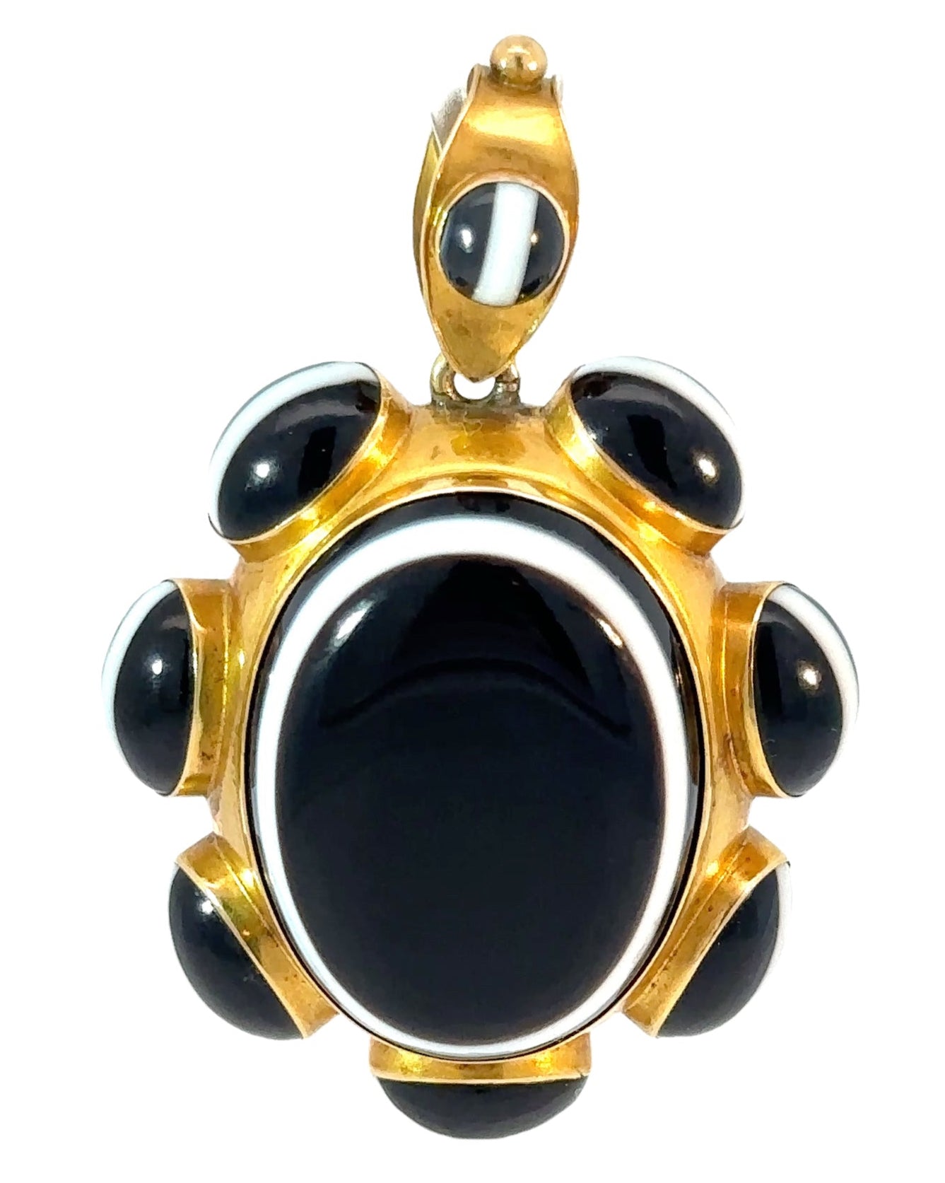 Antique Bull's Eye Agate 18k Gold Locket