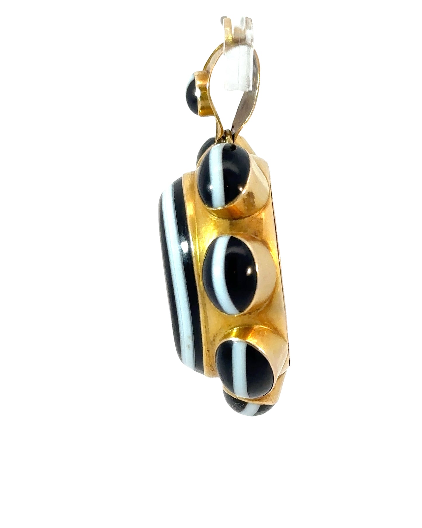 Antique Bull's Eye Agate 18k Gold Locket