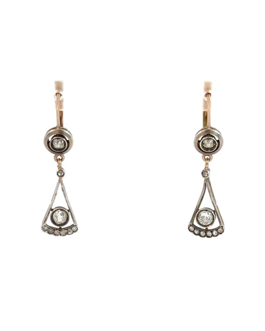 Antique Russian Diamond Drop Earrings