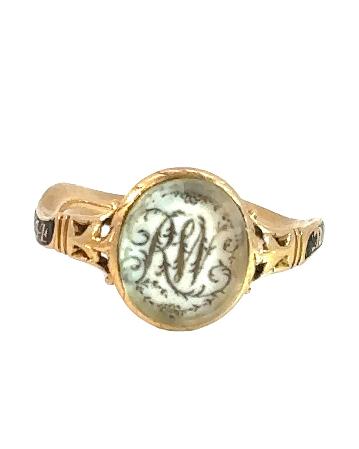 1774 RW Initials Sepia Mourning Ring