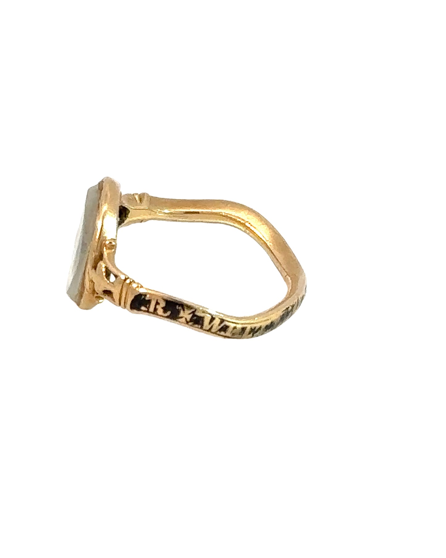 1774 RW Initials Sepia Mourning Ring