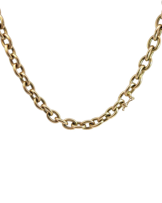 Vintage XL 14k Yellow Gold Solid Oval Link Chain