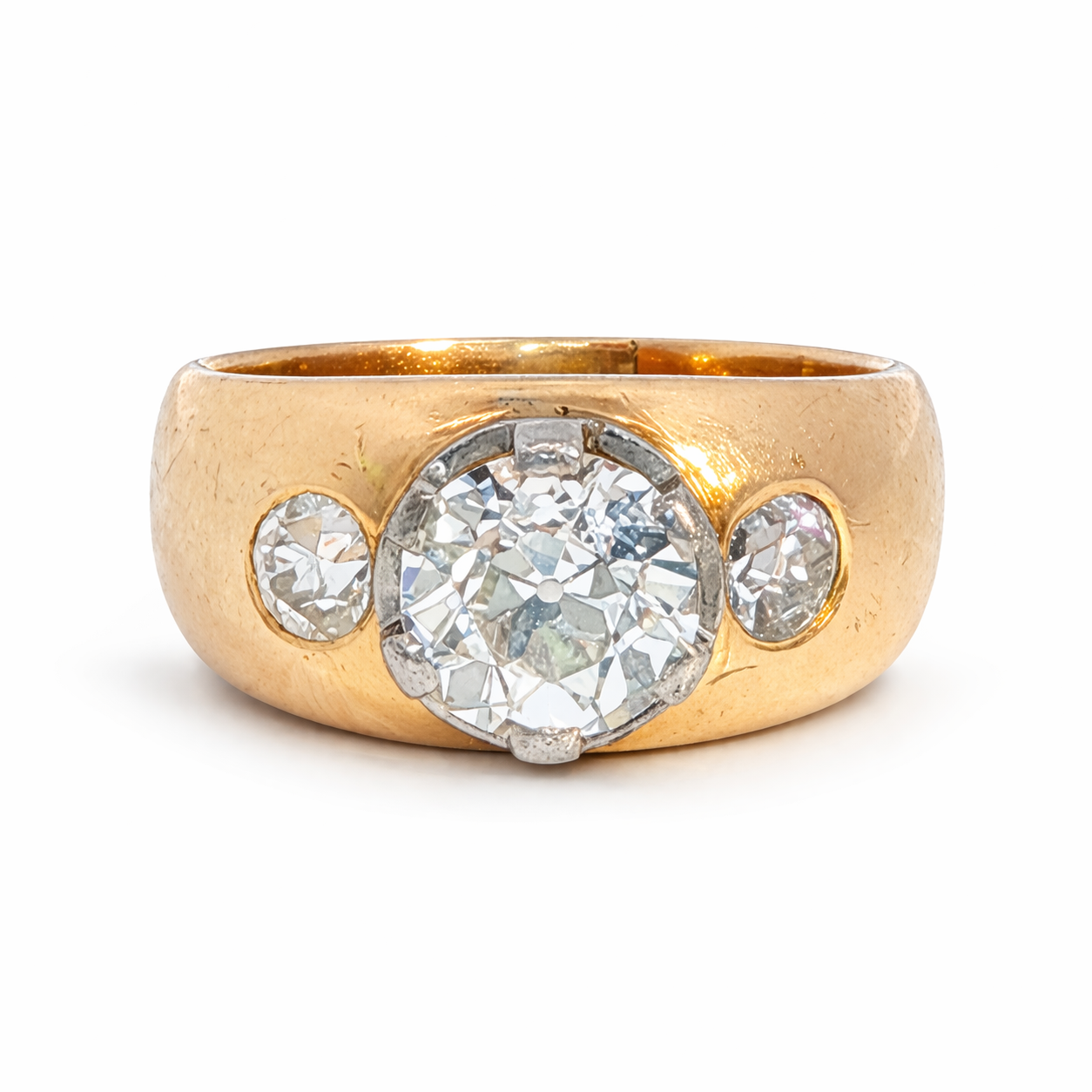 Old Cut Diamond Three Stone Set Ring