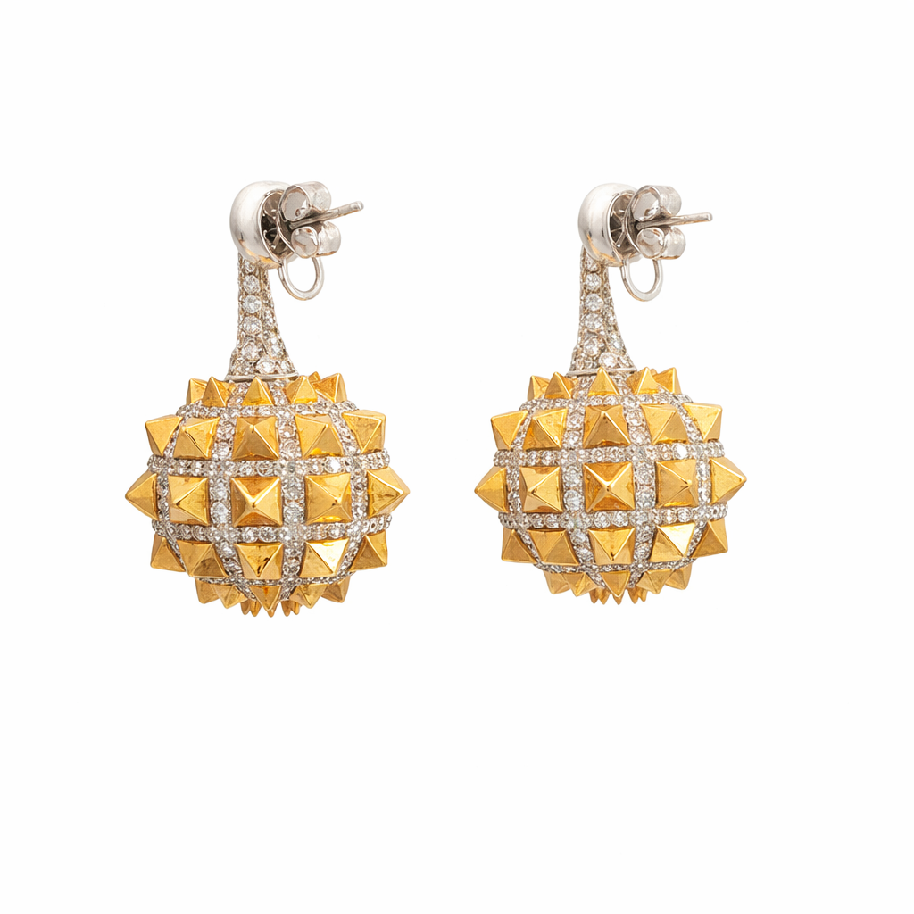 Vintage Spike Orb Diamond Earrings