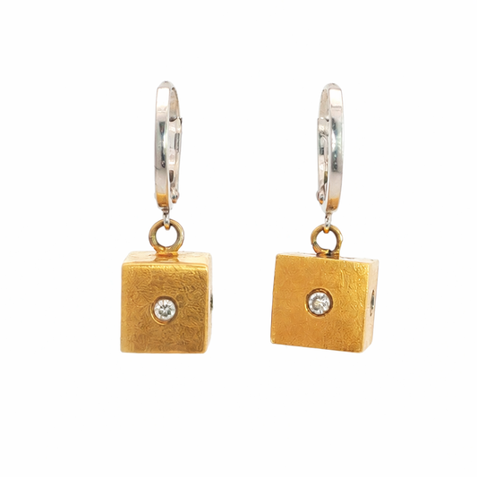 Vintage Cube Diamond Earrings
