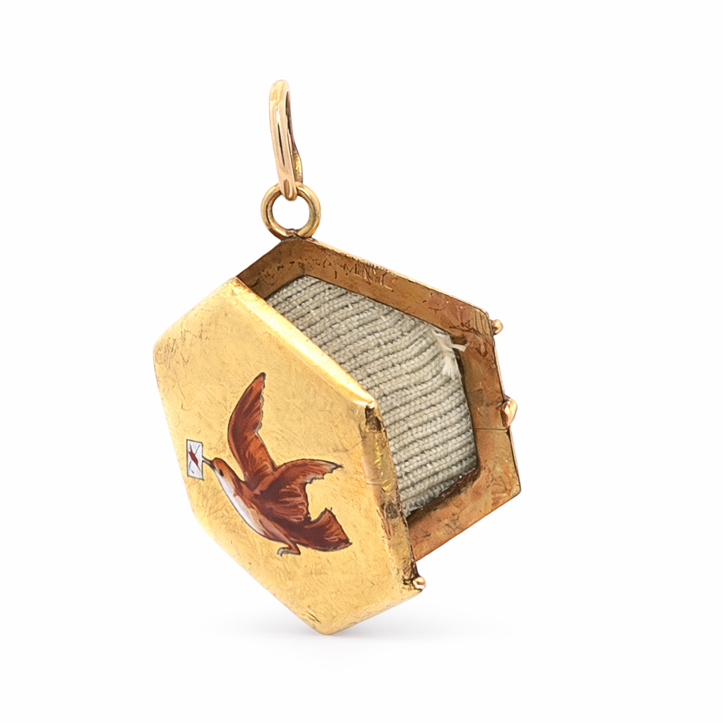 Antique Enamel Swallow and
Envelope Locket