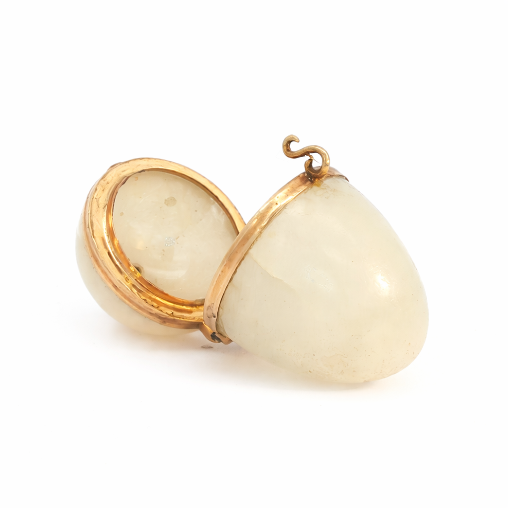 French Carved Agate Egg Locket