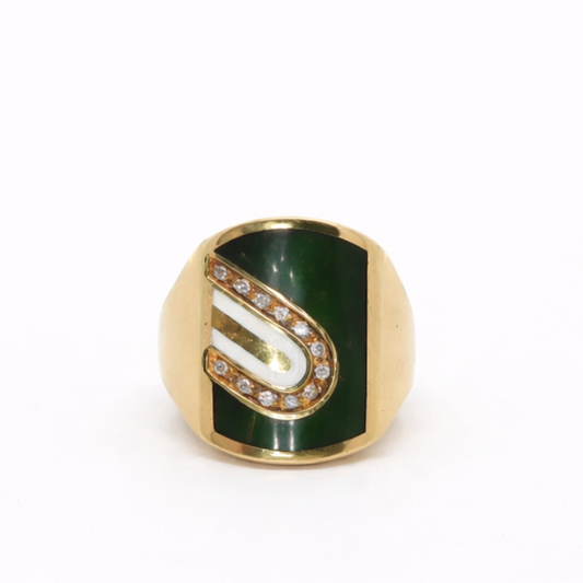 1970s Cartier Green Enamel
Modernist Signet Ring