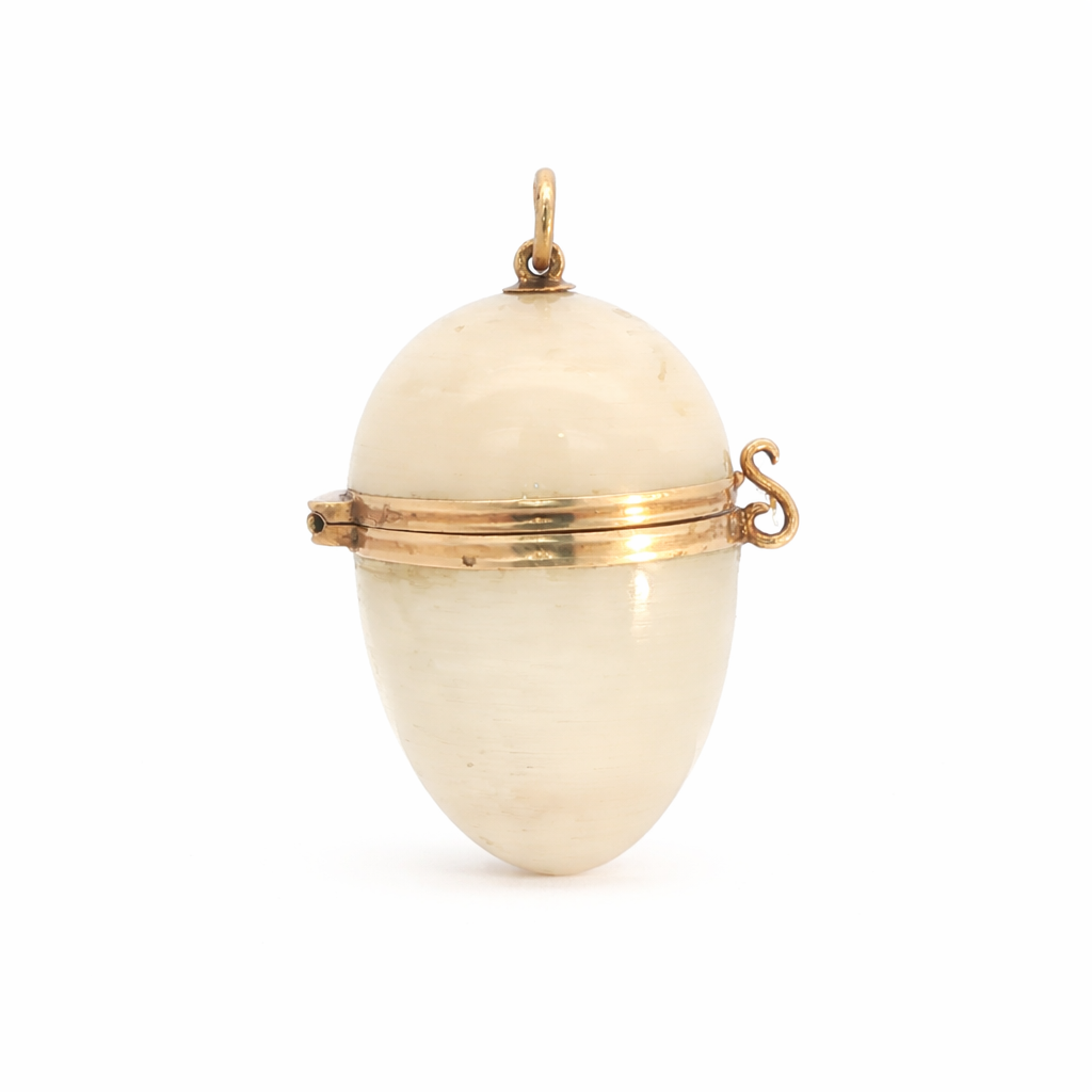 French Carved Agate Egg Locket