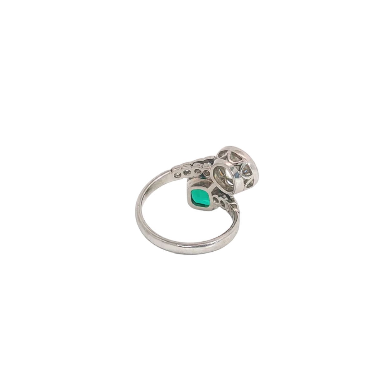 Art Deco Emerald and Diamond Toi et Moi Ring