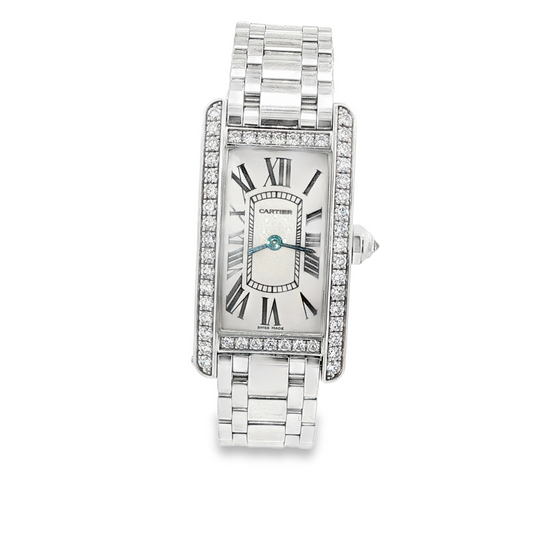 Cartier Tank Américaine 18k White Gold and Diamond Watch