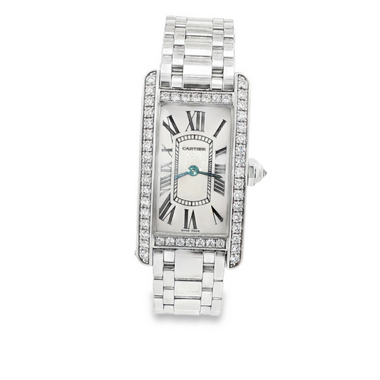 Cartier Tank Américaine 18k White Gold and Diamond Watch