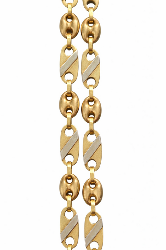 1960's Alternating Two-Tone Anchor Link Necklace and Bracelet Set