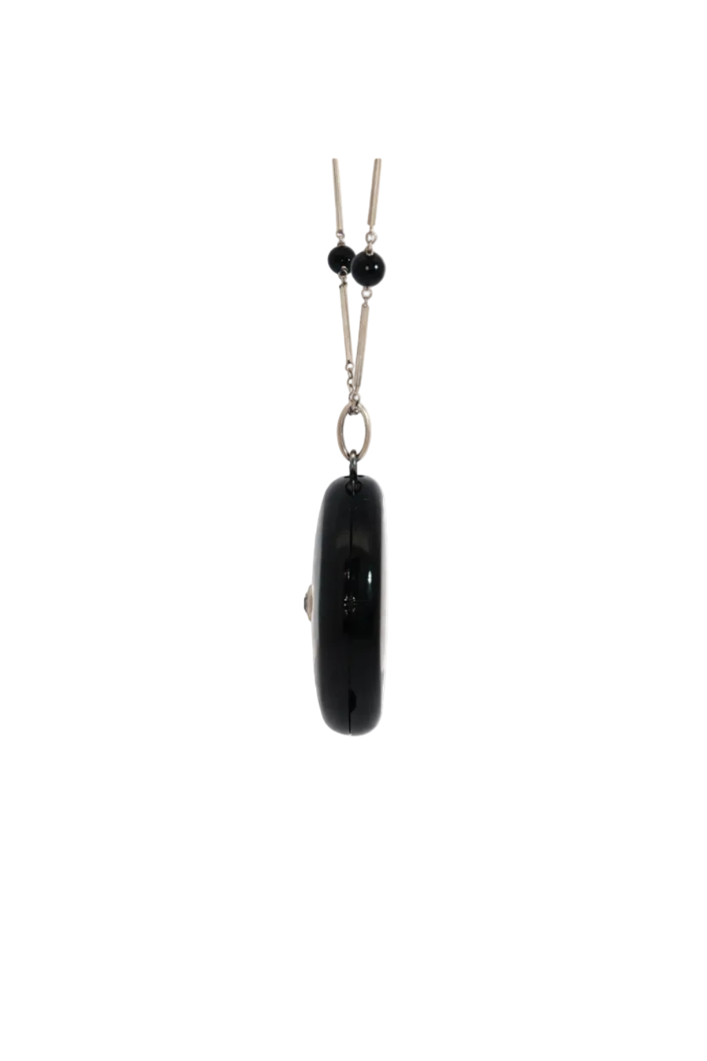 Art Deco Onyx, Old Cut Diamond Locket with Chain