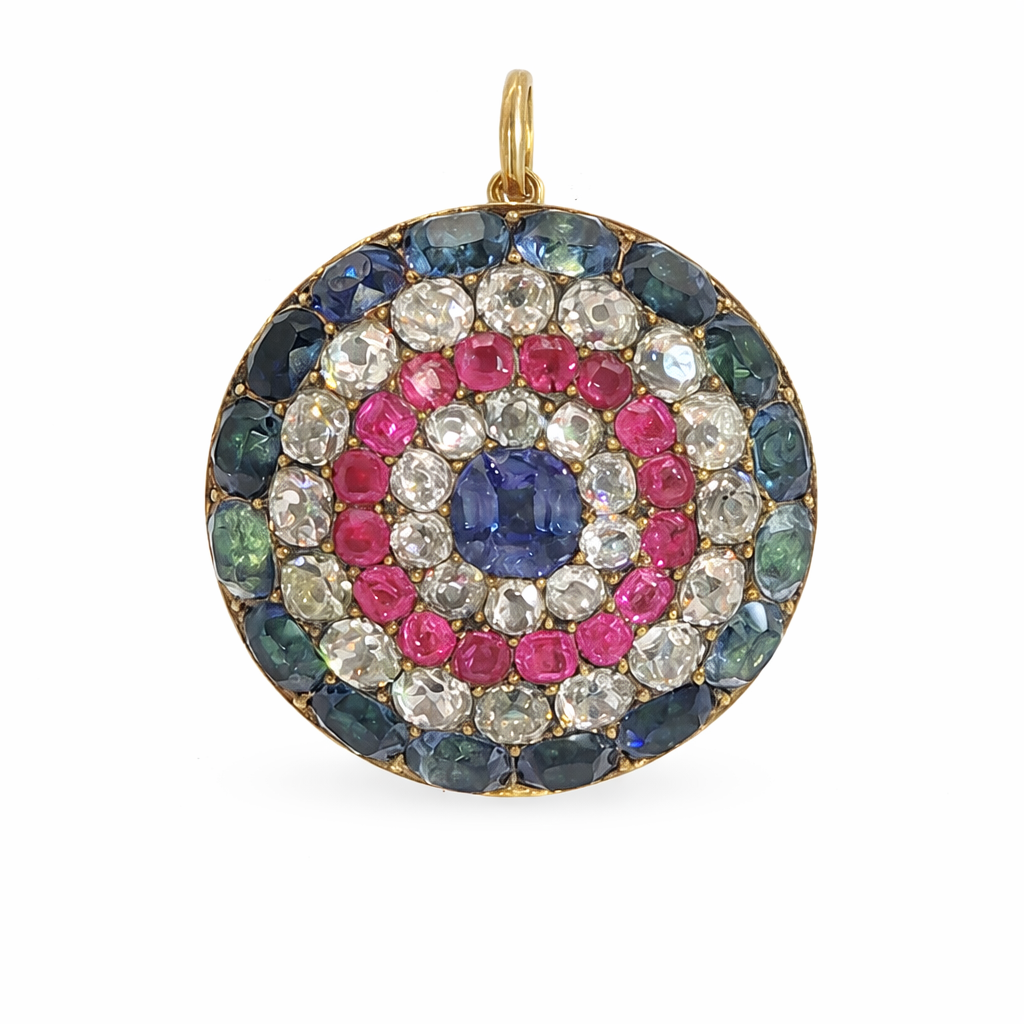 Victorian Gem-set Circular Brooch Pendant