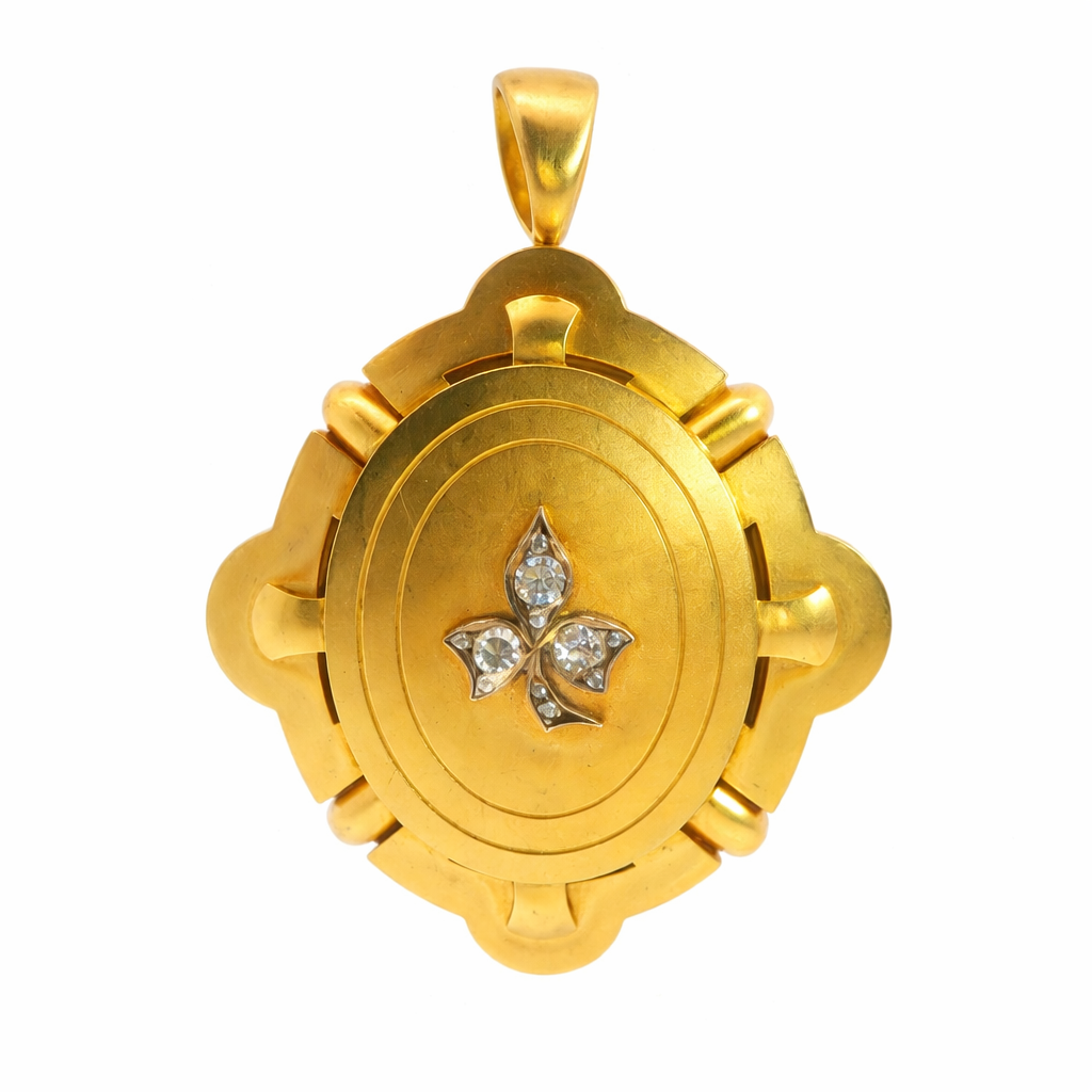 Antique Diamond Trefoil Brooch Pendant