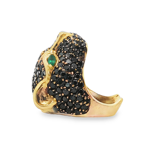Effy Black Diamond Emerald Panther Ring