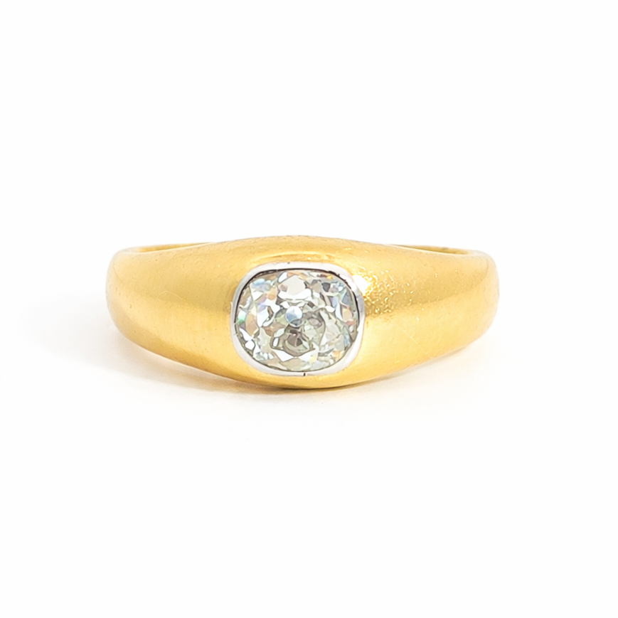 Vintage Old Mine Cut Diamond Flush Set Ring