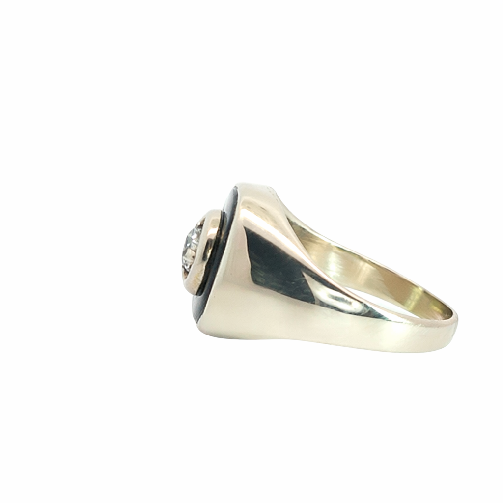 Vintage Old Mine Cut Diamond and Onyx Ring