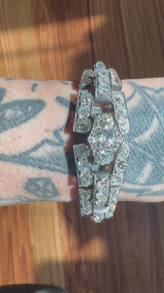 Antique Old Mine Cut Diamond Link Bracelet