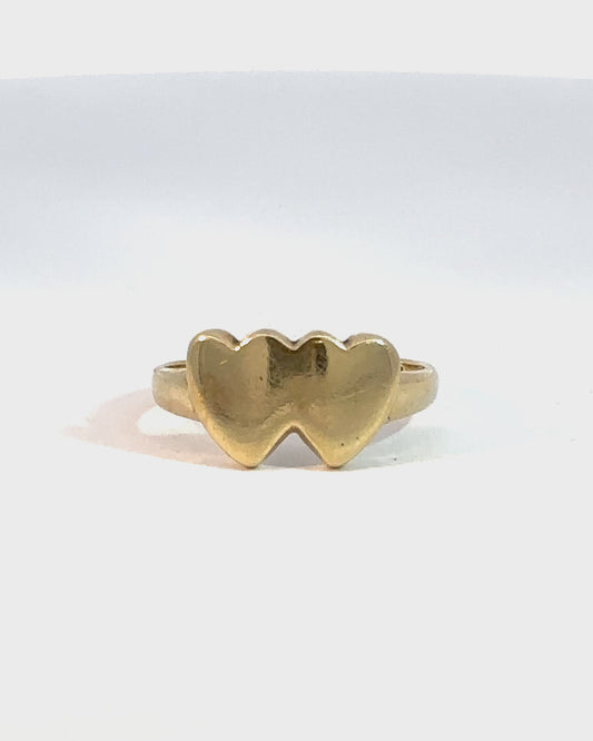 Vintage 14k Yellow Gold Double Heart Ring