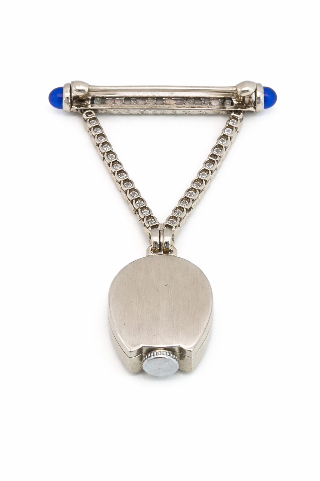 Art Deco Akron Diamond and Enamel Horseshoe Watch and Brooch