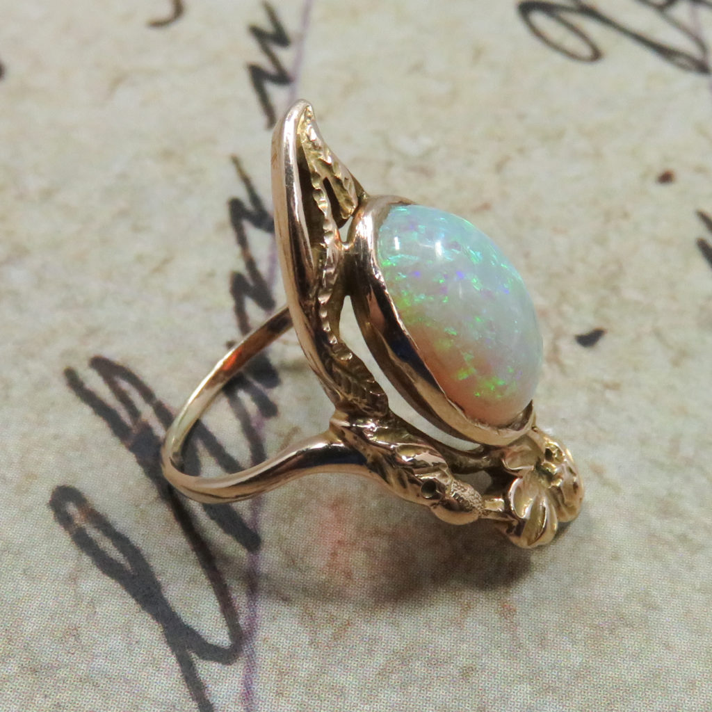 Opal Art Nouveau Floral Ring - EJ Mama